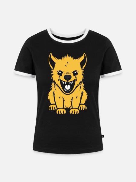 Hyäne - Frauen Kontrast-T-Shirt - Schwarz/Weiß