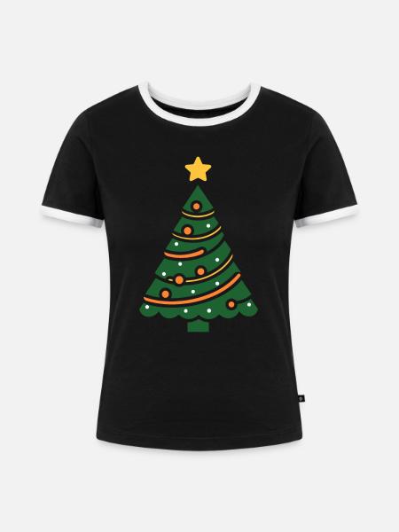 Kleiner Weihnachtsbaum - Frauen Kontrast-T-Shirt - Schwarz/Weiß