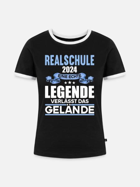 Realschule Junge Mädchen Realschule 2024 - Frauen Kontrast-T-Shirt - Schwarz/Weiß