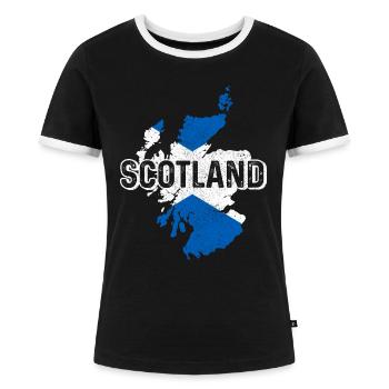 Schottland Schottische Flagge UK Vintage - Frauen Kontrast-T-Shirt - Schwarz/Weiß - Vorne - Selfina (174cm)