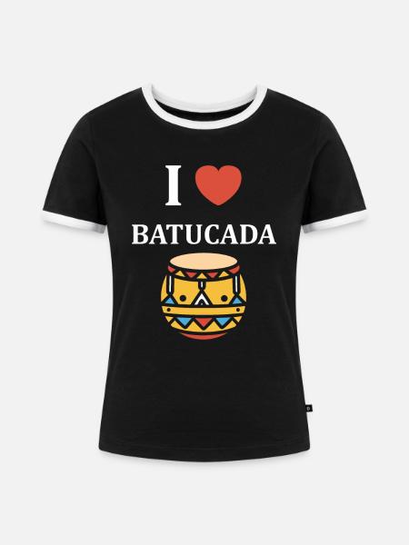 Batucada Drum Humor - Frauen Kontrast-T-Shirt - Schwarz/Weiß