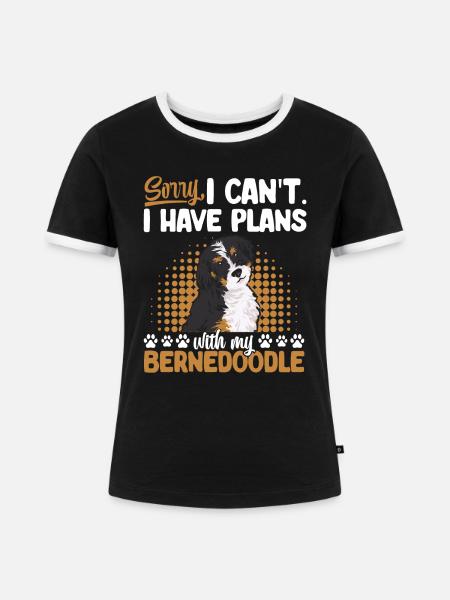 Bernedoodle Hund - Frauen Kontrast-T-Shirt - Schwarz/Weiß