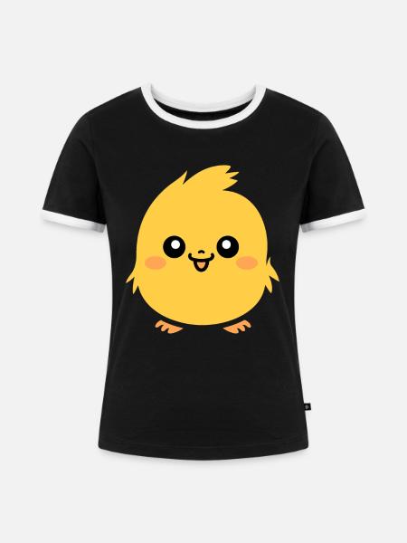 Küken - Frauen Kontrast-T-Shirt - Schwarz/Weiß