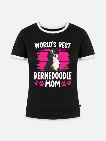 Bernedoodle Hund - Frauen Kontrast-T-Shirt - Schwarz/Weiß