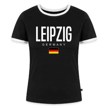 Leipzig - Frauen Kontrast-T-Shirt - Schwarz/Weiß - Vorne - Selfina (174cm)