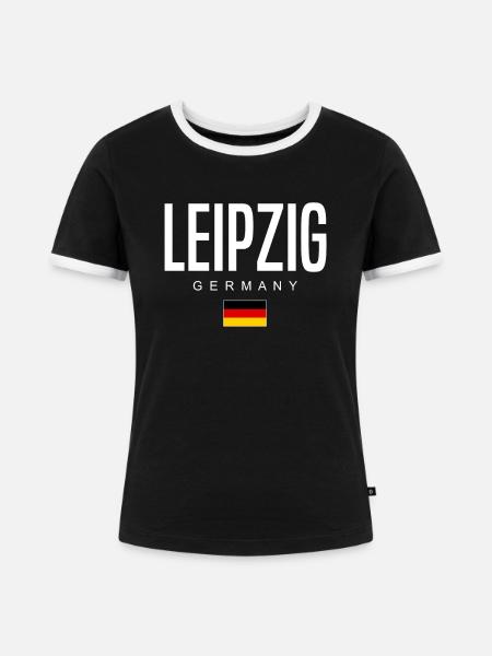 Leipzig - Frauen Kontrast-T-Shirt - Schwarz/Weiß