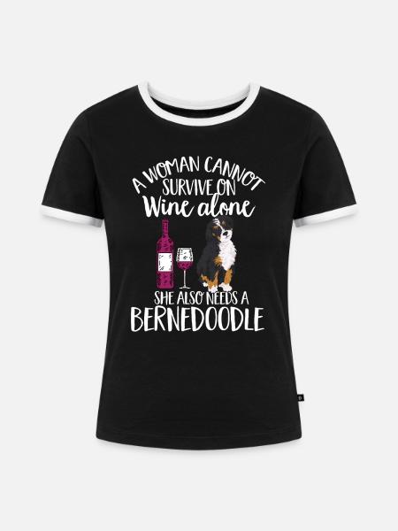 Bernedoodle Hund - Frauen Kontrast-T-Shirt - Schwarz/Weiß
