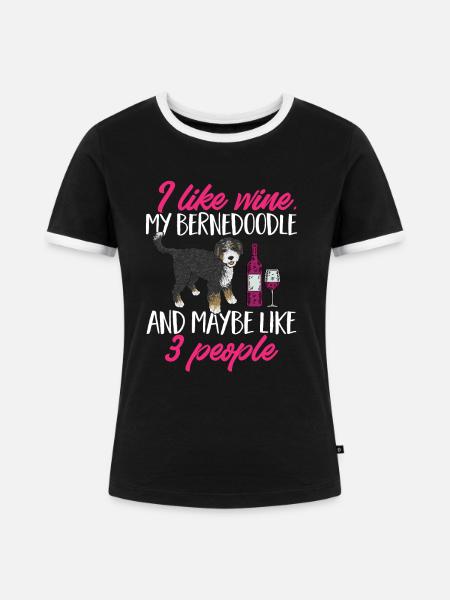 Bernedoodle Hund - Frauen Kontrast-T-Shirt - Schwarz/Weiß