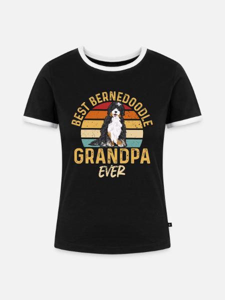 Bernedoodle Hund - Frauen Kontrast-T-Shirt - Schwarz/Weiß