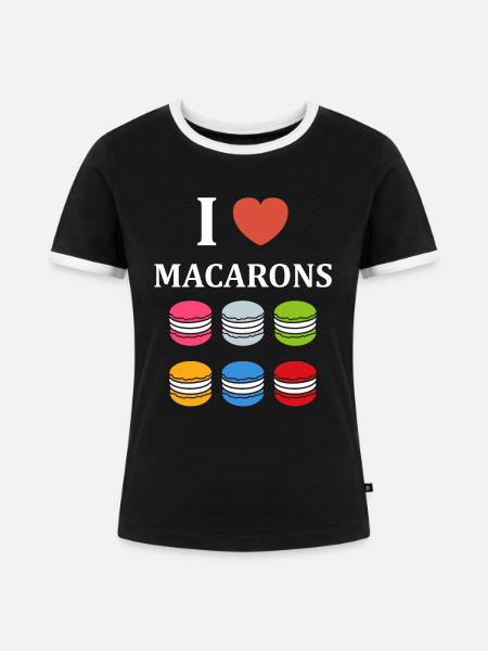 Ich liebe Makronen - Frauen Kontrast-T-Shirt - Schwarz/Weiß