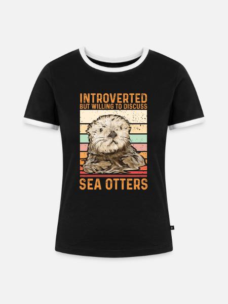 Seeotter - Frauen Kontrast-T-Shirt - Schwarz/Weiß