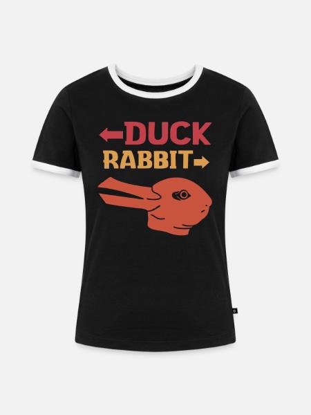 Wittgensteins Hasen-Enten-Illusion - Frauen Kontrast-T-Shirt - Schwarz/Weiß