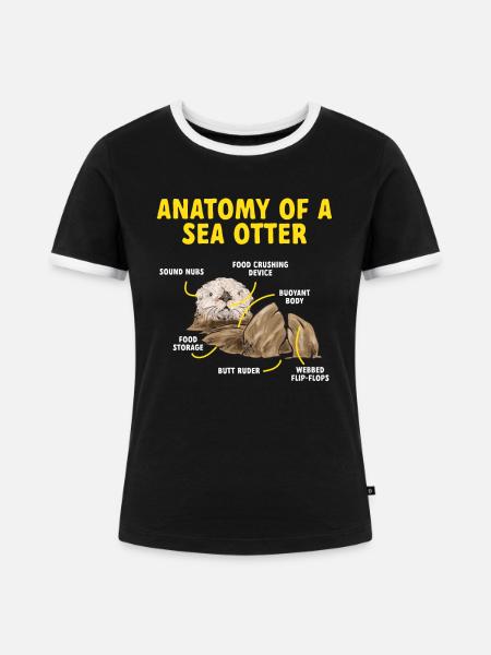 Seeotter - Frauen Kontrast-T-Shirt - Schwarz/Weiß
