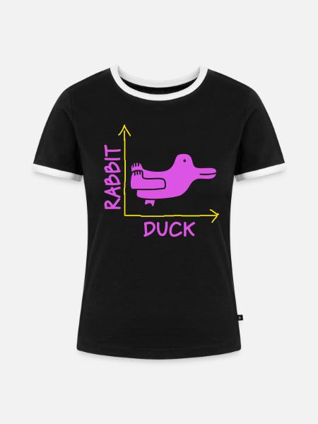 Wittgensteins Hasen-Enten-Illusion - Frauen Kontrast-T-Shirt - Schwarz/Weiß