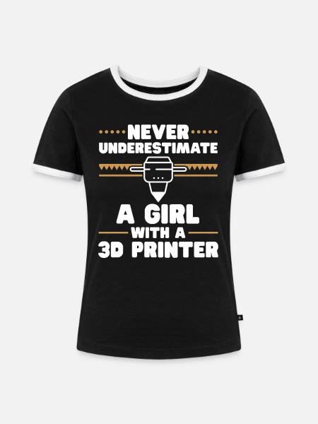 3D Drucker 3D Druck - Frauen Kontrast-T-Shirt - Schwarz/Weiß