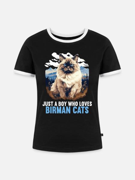 Birman Cat Birma Katze - Frauen Kontrast-T-Shirt - Schwarz/Weiß