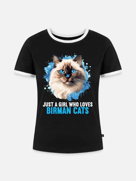 Birman Cat Birma Katze - Frauen Kontrast-T-Shirt - Schwarz/Weiß