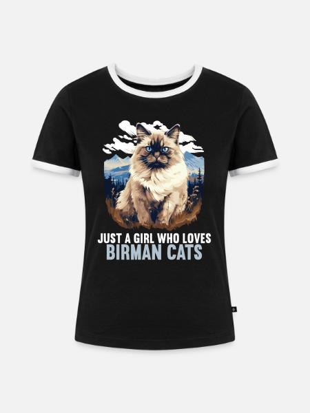 Birman Cat Birma Katze - Frauen Kontrast-T-Shirt - Schwarz/Weiß