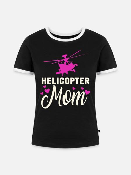 Helikopter Eltern Lustige Helikoptermutter - Frauen Kontrast-T-Shirt - Schwarz/Weiß