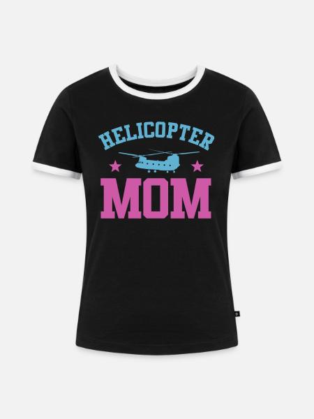 Helikopter Eltern Lustige Helikoptermutter - Frauen Kontrast-T-Shirt - Schwarz/Weiß