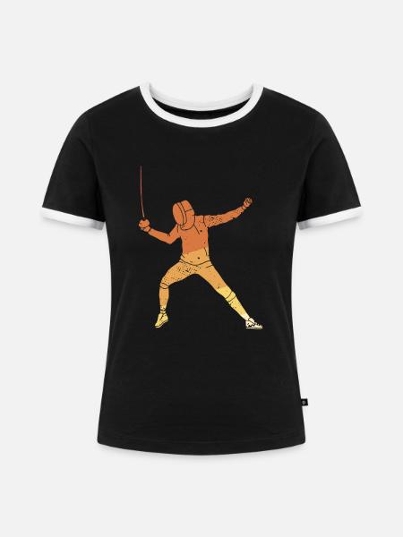 Fechtsport Schwert Fechter Trainer - Frauen Kontrast-T-Shirt - Schwarz/Weiß