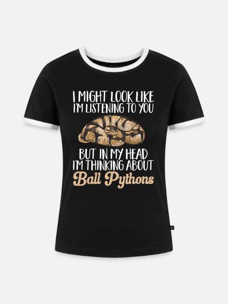 Ball Python Schlange Königspython - Frauen Kontrast-T-Shirt - Schwarz/Weiß
