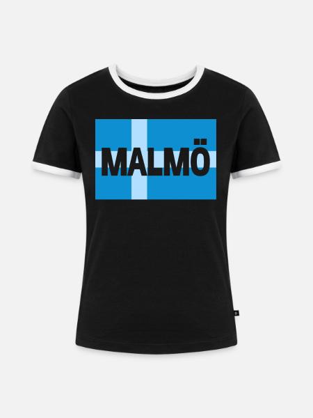 Malmö, Skåne - Frauen Kontrast-T-Shirt - Schwarz/Weiß