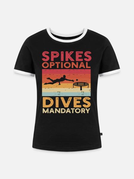 Spike Ball Roundnet Strandspiel - Frauen Kontrast-T-Shirt - Schwarz/Weiß