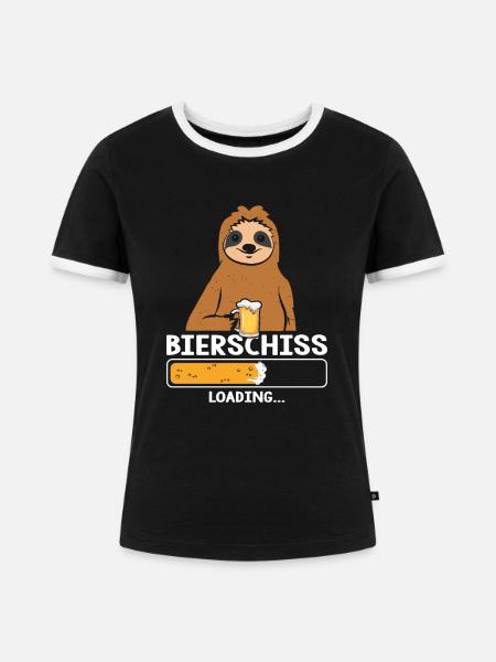 Bierschiss Loading Bier Faultier - Frauen Kontrast-T-Shirt - Schwarz/Weiß