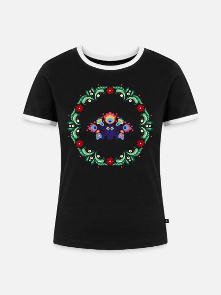 Ich liebe Folk - Frauen Kontrast-T-Shirt - Schwarz/Weiß