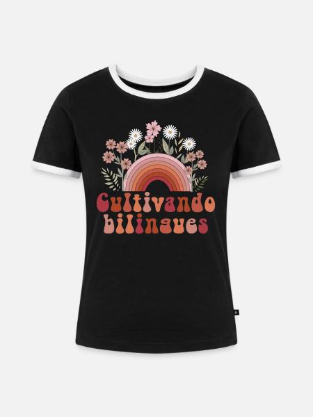 Cultivando Bilingües Spanischlehrer - Frauen Kontrast-T-Shirt - Schwarz/Weiß