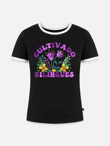 Cultivando Bilingües Spanischlehrer - Frauen Kontrast-T-Shirt - Schwarz/Weiß
