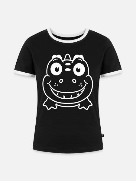 Krokodil - Frauen Kontrast-T-Shirt - Schwarz/Weiß