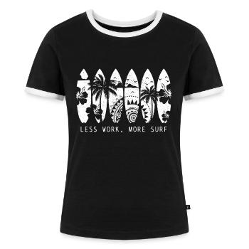 Surfen Vintage Surfer Geschenk - Frauen Kontrast-T-Shirt - Schwarz/Weiß - Vorne - Selfina (174cm)