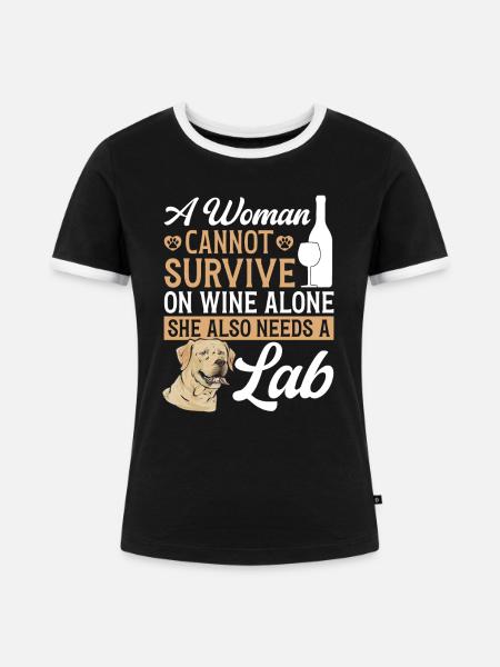 Gelber Labrador Retriever - Frauen Kontrast-T-Shirt - Schwarz/Weiß
