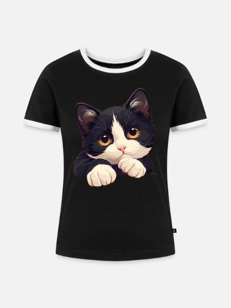 Tuxedo Kätzchen Tuxedo Katze - Frauen Kontrast-T-Shirt - Schwarz/Weiß