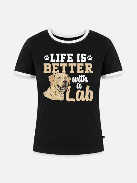 Gelber Labrador Retriever - Frauen Kontrast-T-Shirt - Schwarz/Weiß