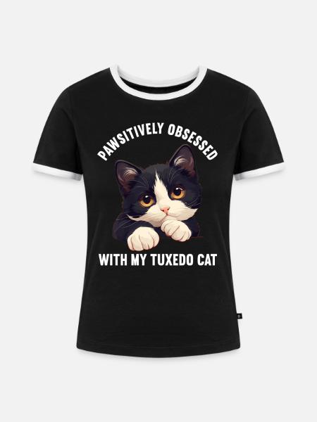 Tuxedo Kätzchen Tuxedo Katze - Frauen Kontrast-T-Shirt - Schwarz/Weiß