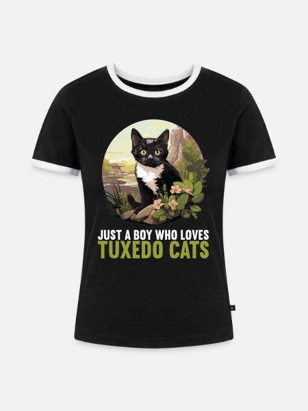Tuxedo Kätzchen Tuxedo Katze - Frauen Kontrast-T-Shirt - Schwarz/Weiß