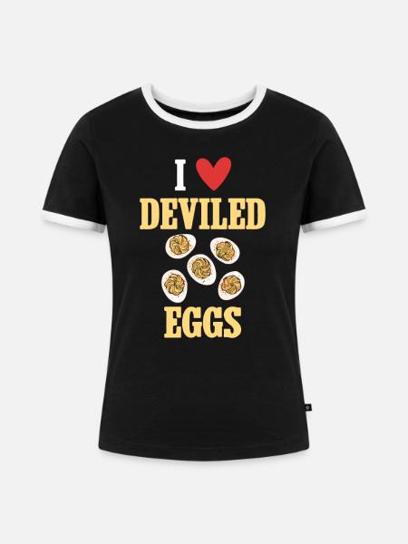 Gefüllte Eier Deviled Eggs - Frauen Kontrast-T-Shirt - Schwarz/Weiß