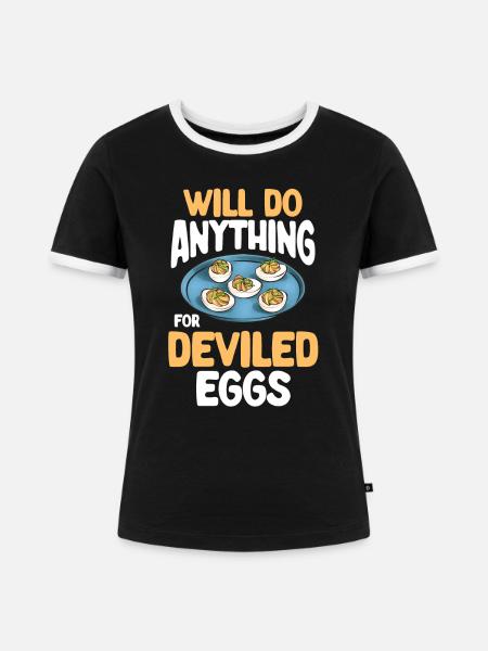 Gefüllte Eier Deviled Eggs - Frauen Kontrast-T-Shirt - Schwarz/Weiß