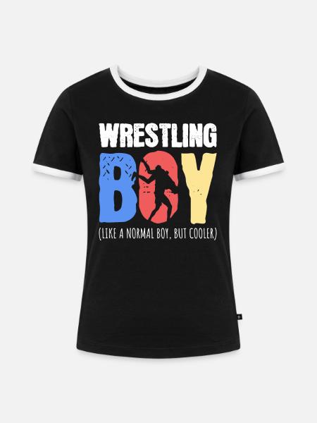 Ringender Junge - Frauen Kontrast-T-Shirt - Schwarz/Weiß