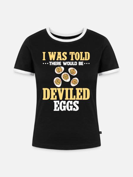 Gefüllte Eier Deviled Eggs - Frauen Kontrast-T-Shirt - Schwarz/Weiß