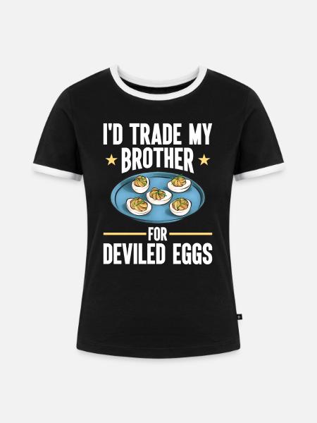 Gefüllte Eier Deviled Eggs - Frauen Kontrast-T-Shirt - Schwarz/Weiß