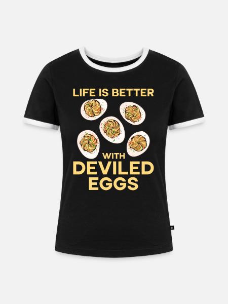 Gefüllte Eier Deviled Eggs - Frauen Kontrast-T-Shirt - Schwarz/Weiß
