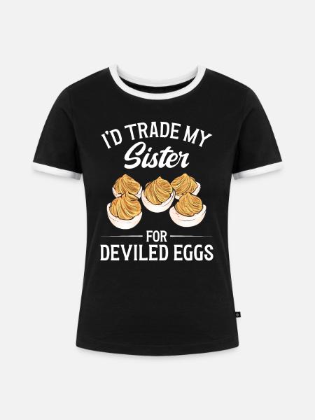 Gefüllte Eier Deviled Eggs - Frauen Kontrast-T-Shirt - Schwarz/Weiß