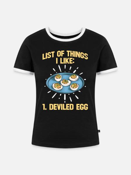 Gefüllte Eier Deviled Eggs - Frauen Kontrast-T-Shirt - Schwarz/Weiß