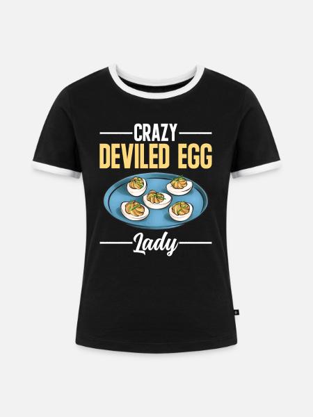Gefüllte Eier Deviled Eggs - Frauen Kontrast-T-Shirt - Schwarz/Weiß