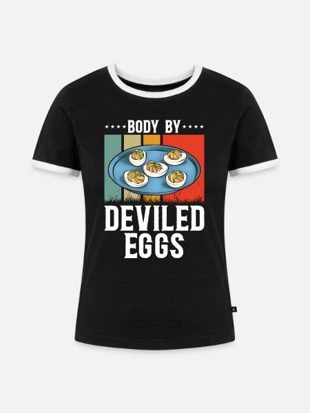 Gefüllte Eier Deviled Eggs - Frauen Kontrast-T-Shirt - Schwarz/Weiß