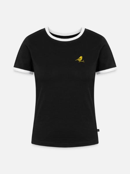 Kanarienvogel - Frauen Kontrast-T-Shirt - Schwarz/Weiß